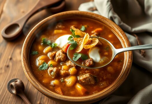 Warm, rustic, savory, steaming, golden-brown, crispy, fresh, rich, tender, chunky, aromatic, cozy, inviting