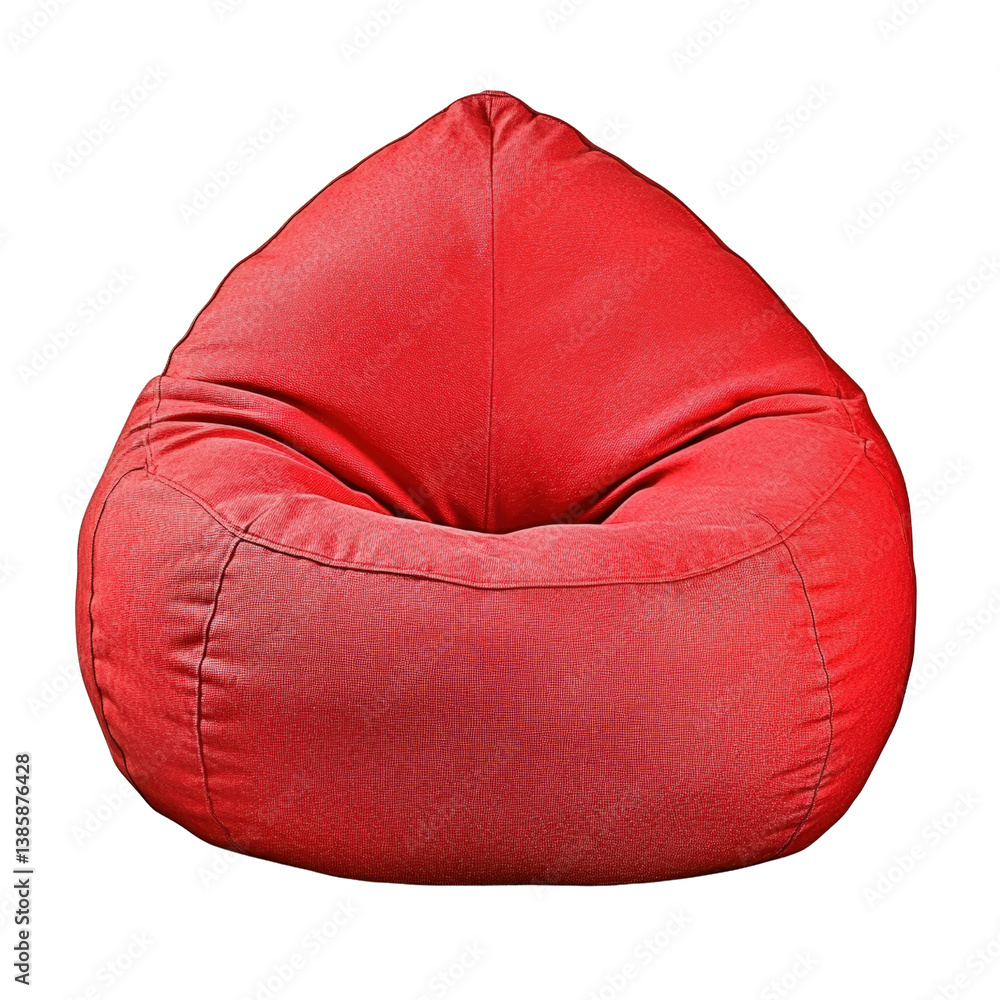 Poster a bright red bean bag chair generating a fun and inviting atmosphere in a modern living room setting