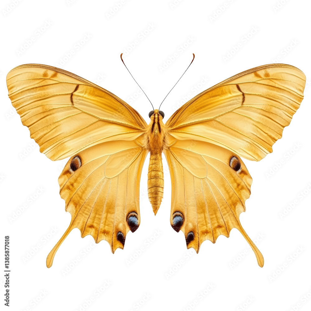Poster a colorful butterfly resting gracefully on a black background showcasing its intricate patterns and 