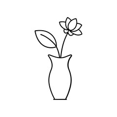 Flower with vase line art illustration