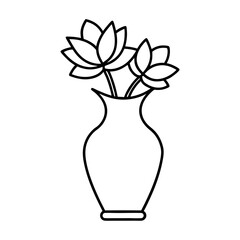 Flower with vase line art illustration