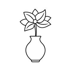 flower in vase line art coloring page