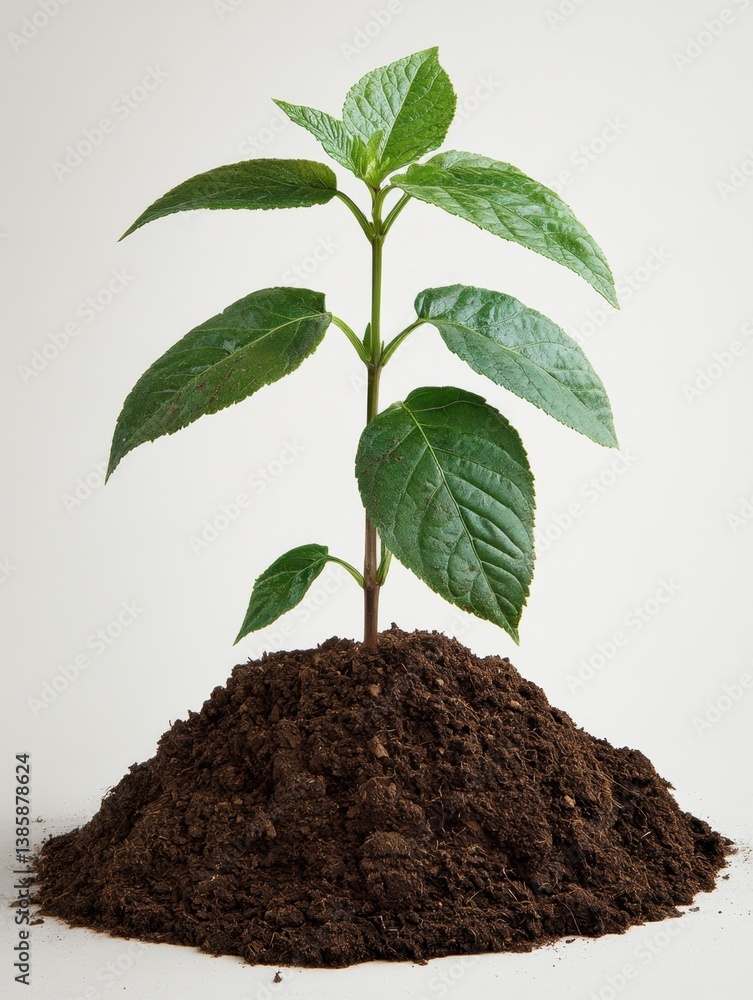 Poster sprout emerging from fertile soil symbolizing growth and new beginnings against a clean background