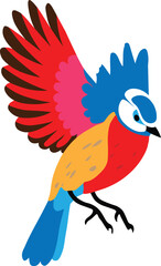 Very colourful stylish bird  clipart illustration silhouette with white background