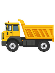 Yellow Dump Truck Illustration on Transparent Background, PNG