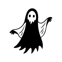 Friendly ghost playing around silhouette