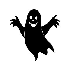 Friendly ghost playing around silhouette