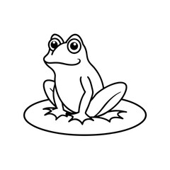  Frog sitting on a lily pad line art illustration
