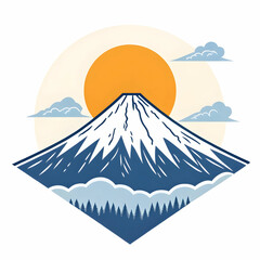 mount fuji transparent logo mountain with the sun