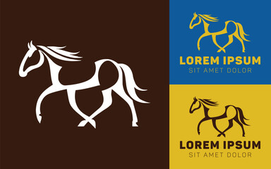 Flat Horse Cartoon Logo with Minimalist Design