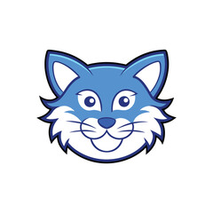 Cute cat head vector logo.