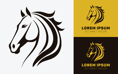 Modern Horse Pose Cartoon Logo in Two Colors