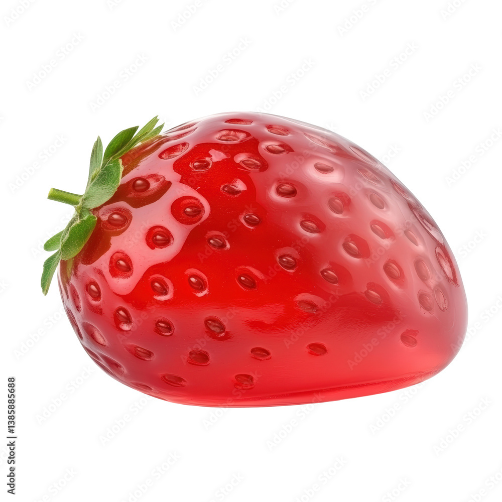 Poster juicy strawberry with water droplets resting on a surface capturing freshness and rich red color in 