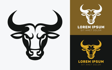 Powerful Bull Silhouette Logo in Two Colors Concept