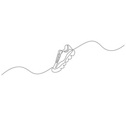 Sneakers outline drawing illustration. Continuous line draw of sneakers vector.