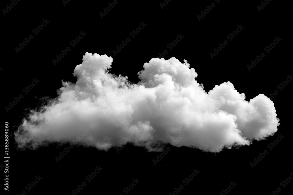 Poster isolated fluffy cloud against a stark black background creating a dramatic and ethereal atmosphere p
