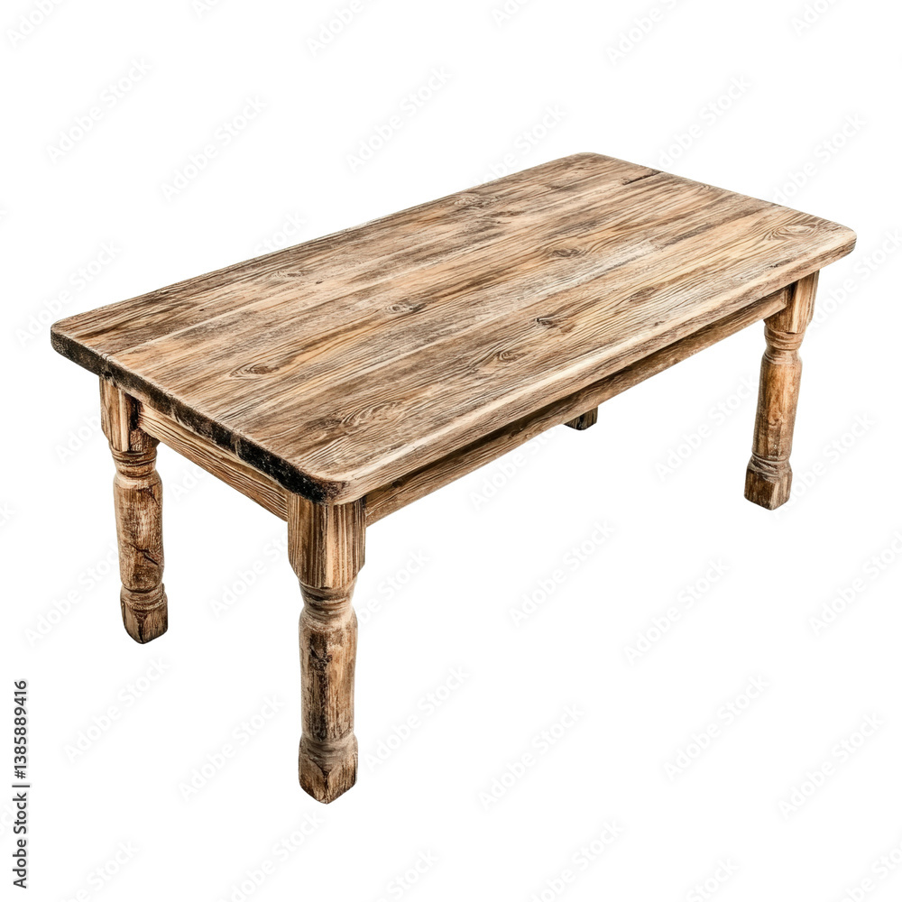 Poster rustic coffee table crafted from reclaimed wood with unique textures and warm tones adding character