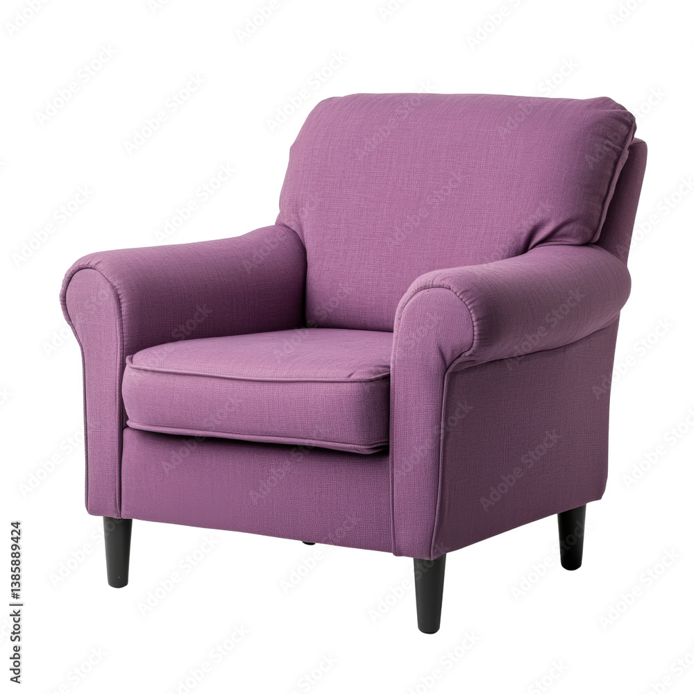 Poster elegant and vibrant purple chair in modern interior design setting with soft lighting and stylish de