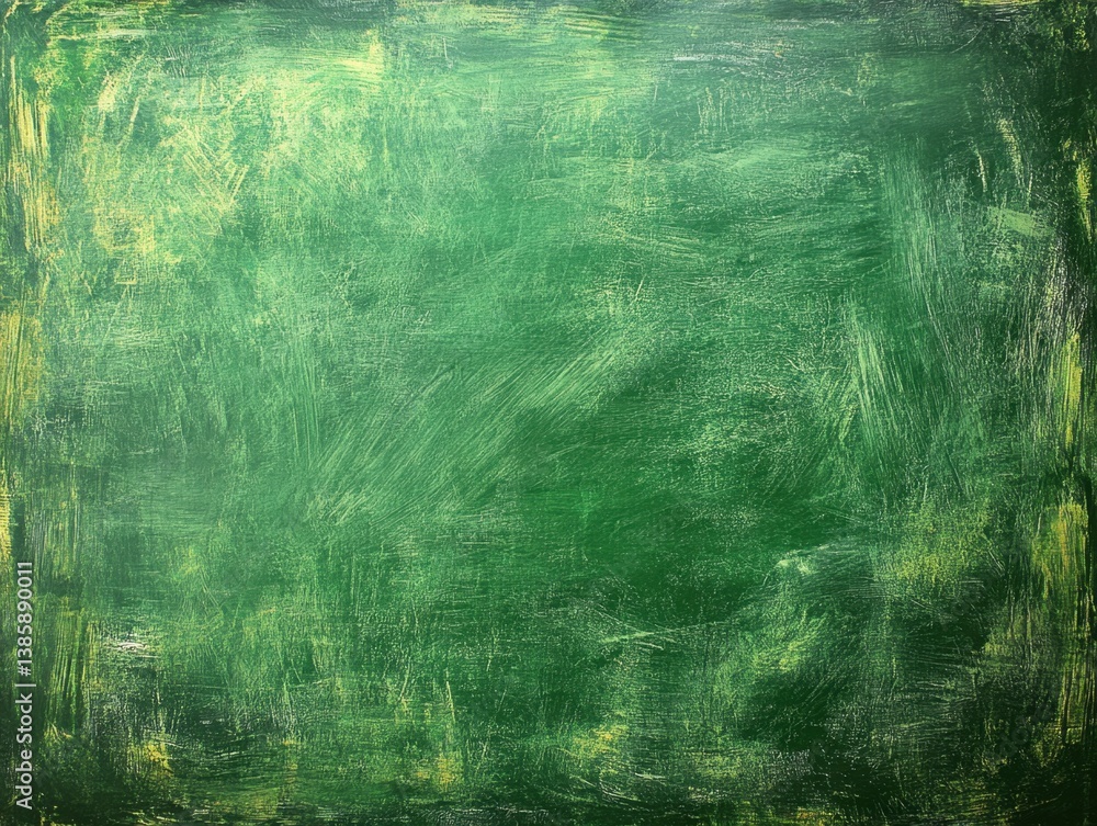 Poster emerald canvas with textured brushstrokes and subtle yellow accents creating a vibrant artistic back