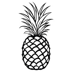 Obraz premium Black And White Pineapple Illustration Minimalist Vector Design Element