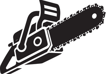 A black and white chainsaw silhouette