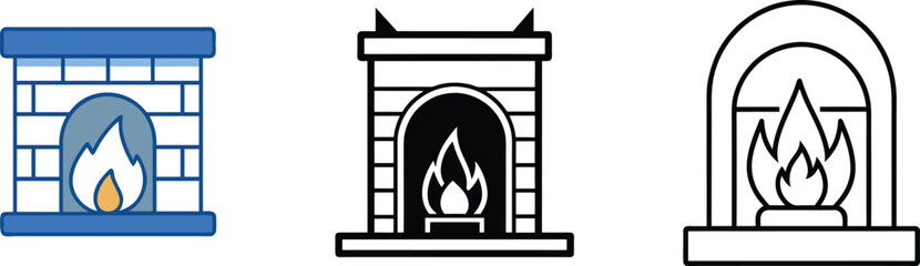 Fireplace Icons Styles, Designs, and Burning Flames