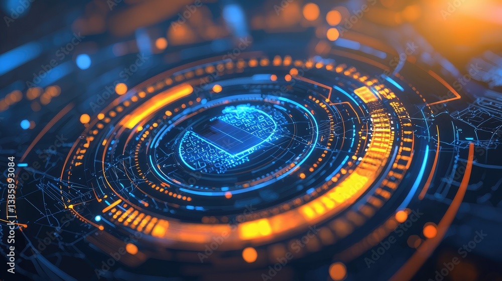 Poster abstract high-tech background featuring a loading bar transitioning into 2026, perfect for digital m
