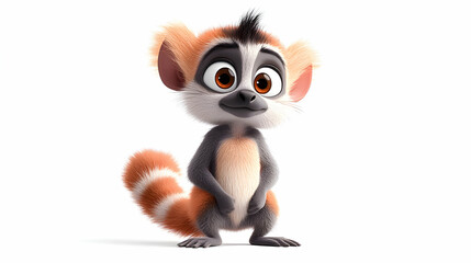 Adorable Cartoon Lemur 3D Render