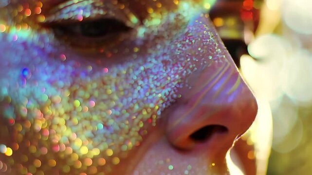 Glitzerndes Nahaufnahmeportr&auml;t mit Make-up