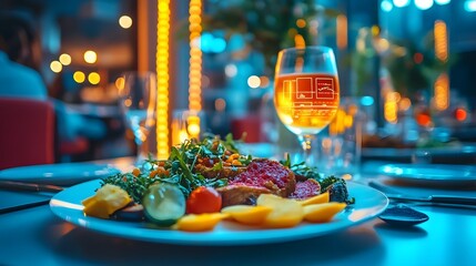 Futuristic healthy dinner with precise plating of nutrient-dense superfoods