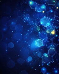 Abstract glowing blue hexagon network background for science technology and medical concept