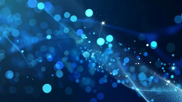 Blaue digitale Partikel im virtuellen Raum