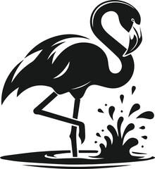 Black vector of a flamingo bird