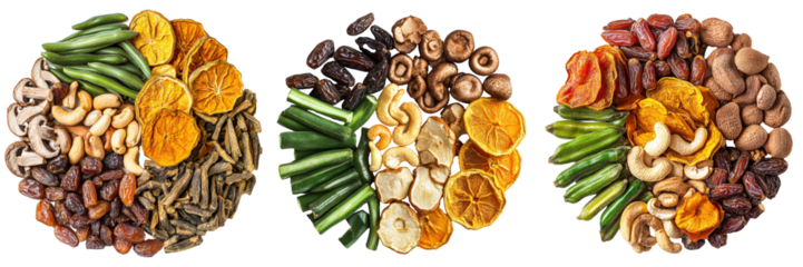 Dried Fruits, Vegetables and Fungi Triptych.