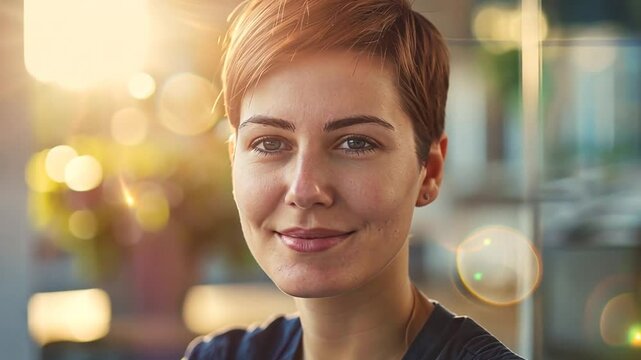 Portr&auml;t einer l&auml;chelnden modernen Frau