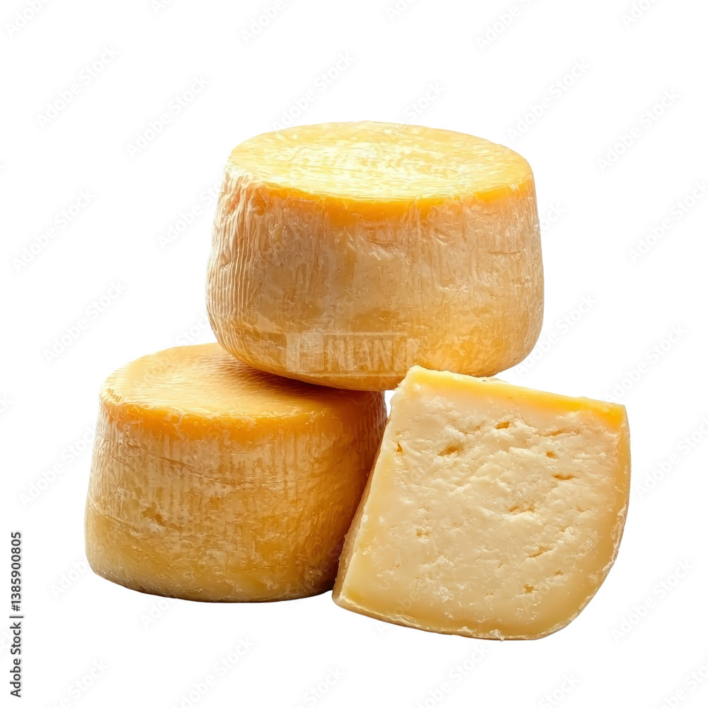 Poster fresh and delicious block of cheese set against a neutral background highlighting its natural color 