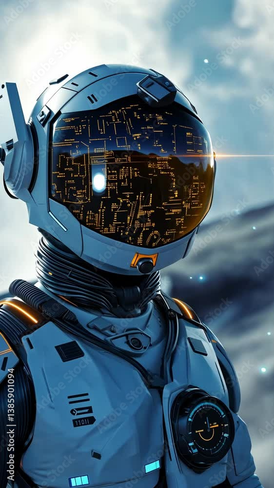 Poster an astronaut explores a distant world while encountering unusual cosmic phenomena under a vibrant sk