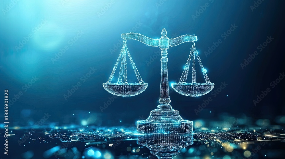 Poster digital transformation concept with floating holographic legal contracts forming in a futuristic vir