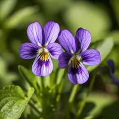 Fototapeta premium A pair of violets growing in a shaded garden.jpg
