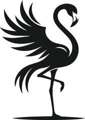 Black vector of a flamingo bird