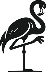 Black vector of a flamingo bird