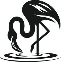 Black vector of a flamingo bird