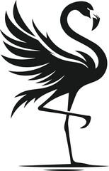 Black vector of a flamingo bird