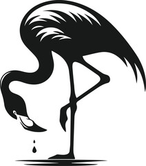Black vector of a flamingo bird