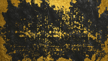 golden grunge brush stroke on stone wall background ,gold and metal luxury social media design element	
