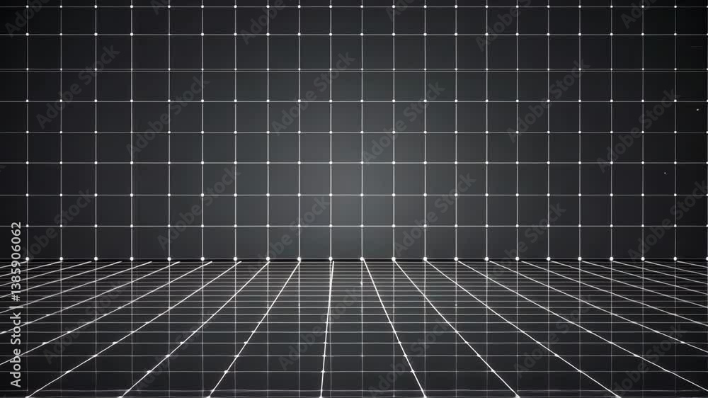 Poster abstract grid pattern on dark surface with white dotted lines geometric design for backgrounds and m