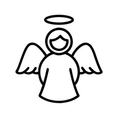Angel outline drawing vector illustration halo wings spiritual heavenly christmas graphic design icon art