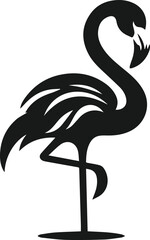 Black vector of a flamingo bird