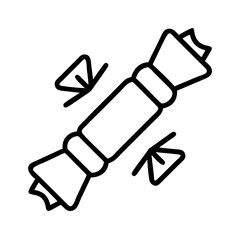 Isolated outline drawing of wrapped candy sweet treat for halloween trick or treat and party favors design