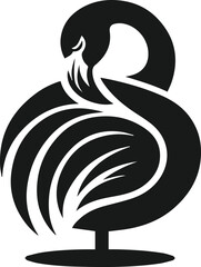 Black vector of a flamingo bird